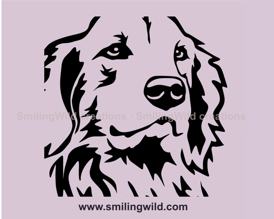 smiling golden retriever clip art drawing in close up version