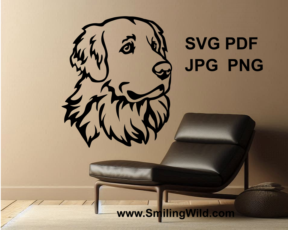 golden retriever cuttable vector image printed on a baige wall