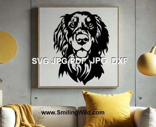 Gordon Setter DXF head clipart – black dog vector design file for Silhouette and xTool machines