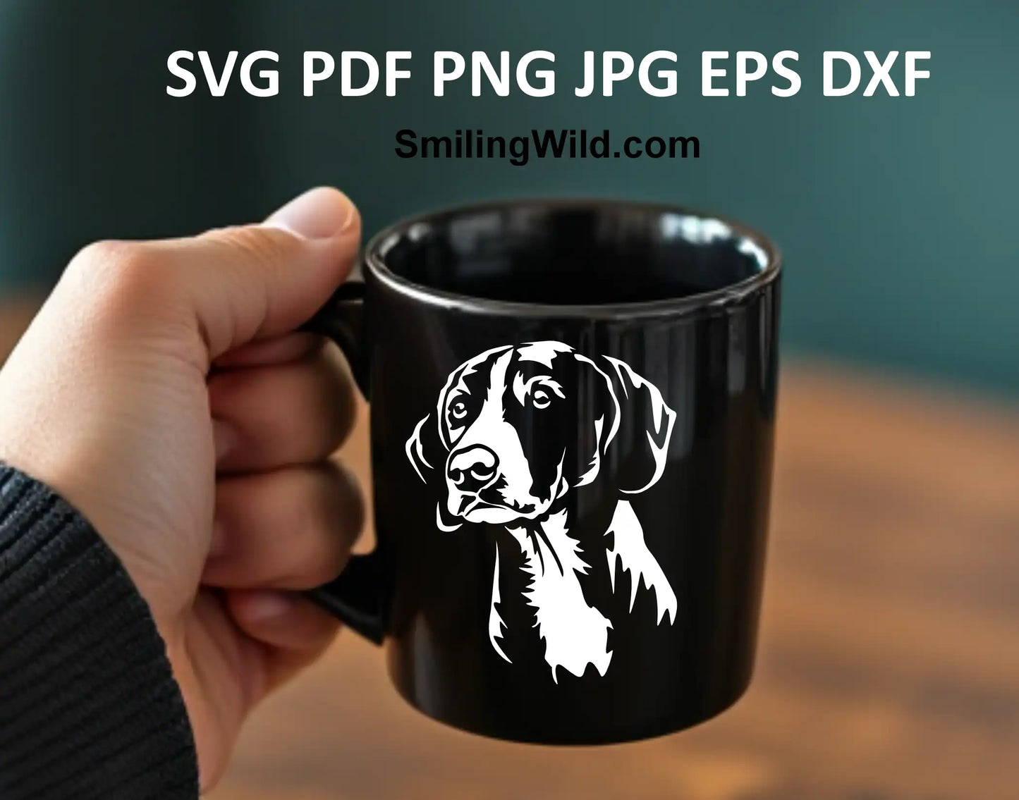 High-quality Gotland Hound dxf design on a black mug – showcasing a versatile hunting dog vector for engraving and personalized gifts