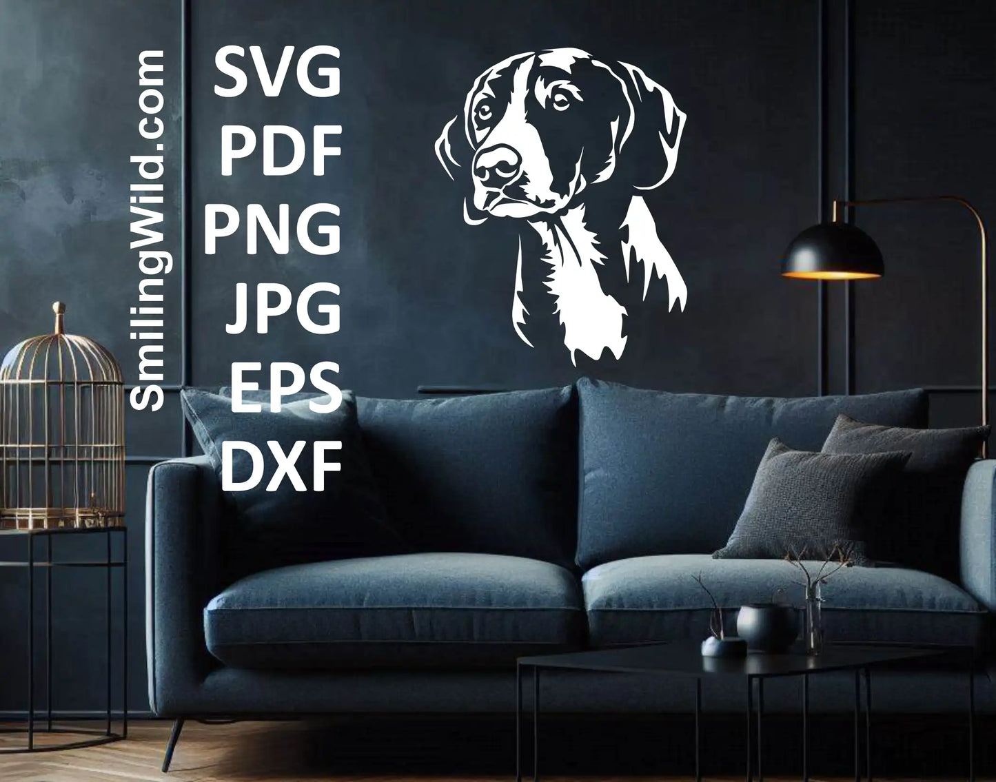 Gotland Hound png white dog clipart as a decal applied on a lodge hunting wall – perfect for vinyl stickers and outdoor pet-themed decorations