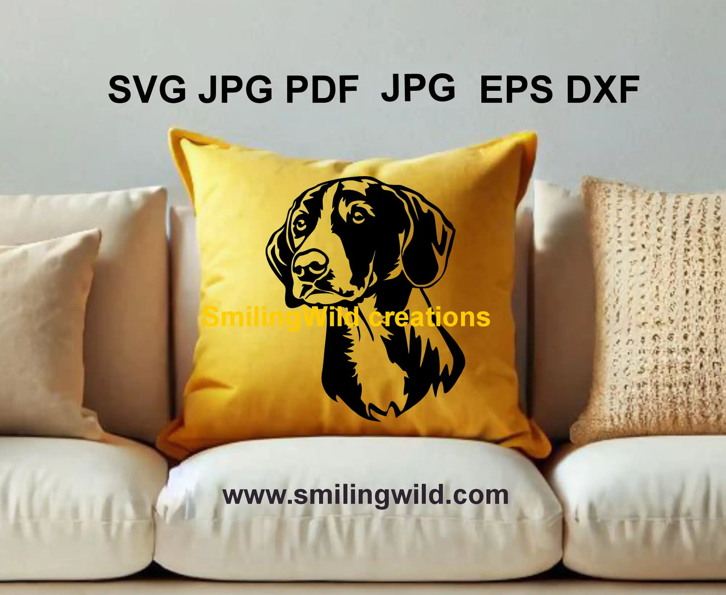 Realistic black Gotland Hound vector portrait for hunting dog-themed crafts, engraving, and woodburning