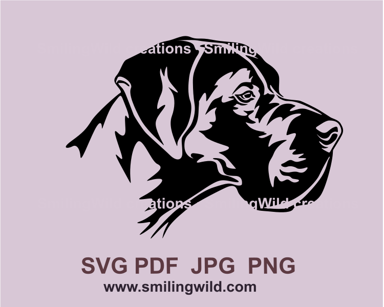 Great dane head profile image in black svg vector art