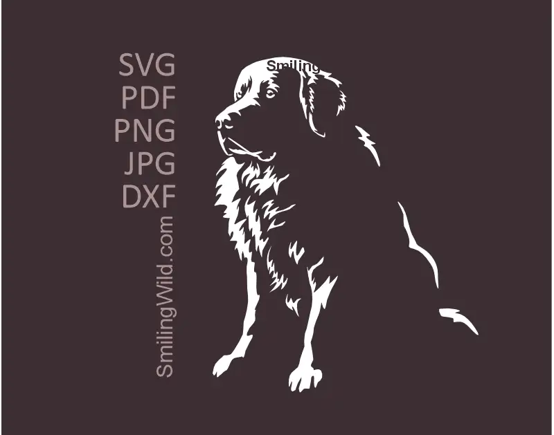 Great Pyrenees SVG, PNG and DXF vector clipart file. High-quality sitting dog white graphic design optimized for Cricut and cutting machines.