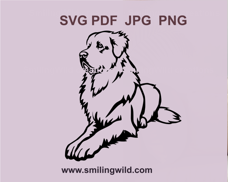 lying great pyrenees dog svg cuttable clip art project of a unique pet portrait