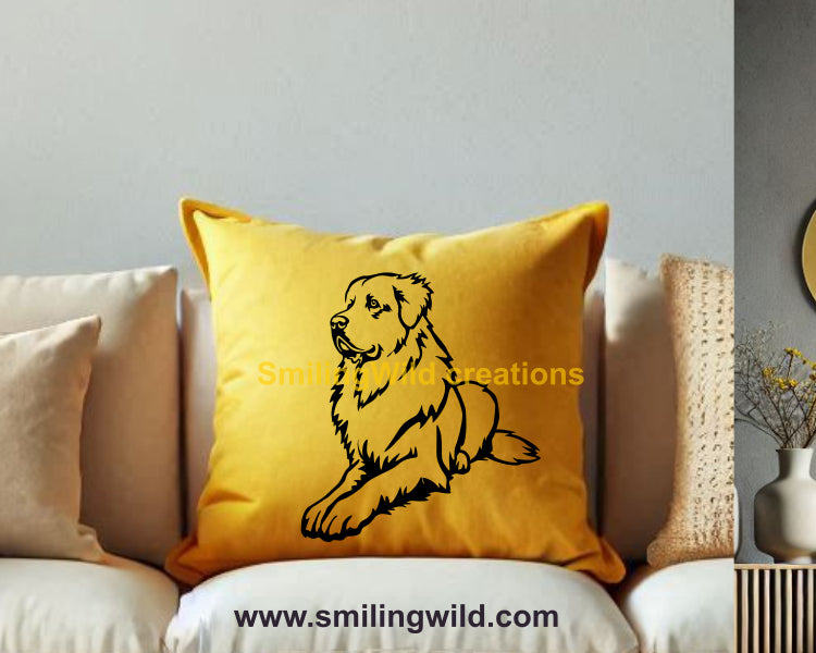 great pyrenees cuttable vector clip art printed on a pillow