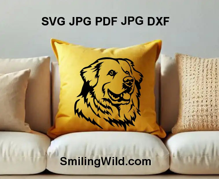 Realistic PNG and dxf of Great Pyrenees dog face — perfect for Cricut and pet-themed crafts.