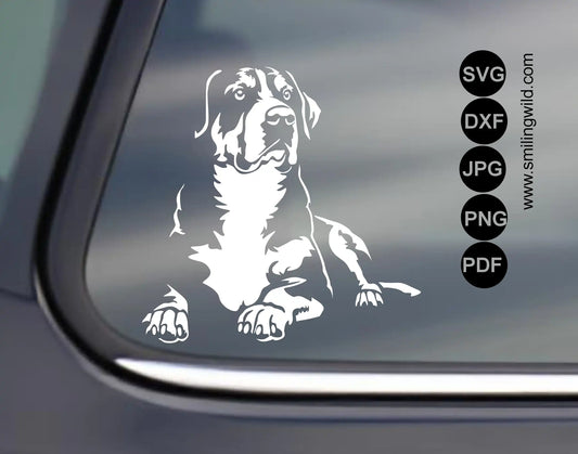 Greater Swiss Mountain Dog SVG and png graphic file white version for vinyl decals and car stickers