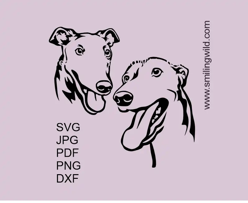 Greyhound dog two head vector clipart design bundle for Cricut and laser cutting crafts