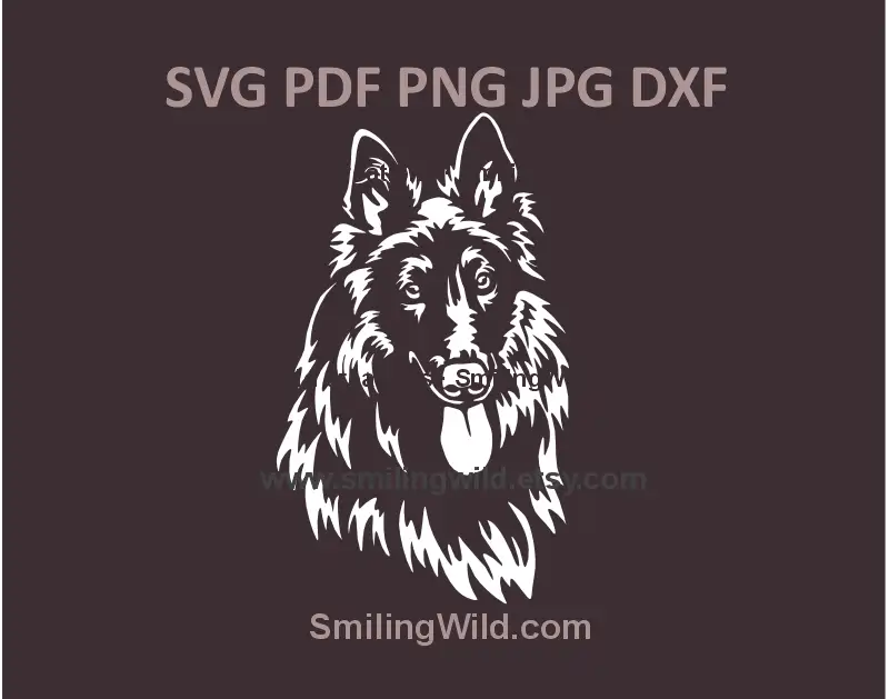 Groenendael Hund SVG & PNG, DXF - Belgischer Schäferhund Vektordatei – Schwarz-Weiß-Clipart