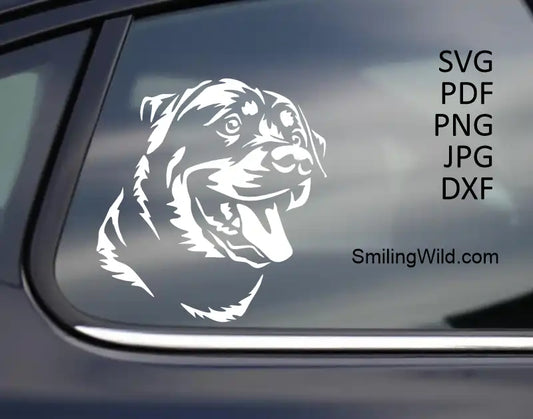 Happy Rottweiler White Vector SVG PNG DXF for Cricut and Silhouette Projects