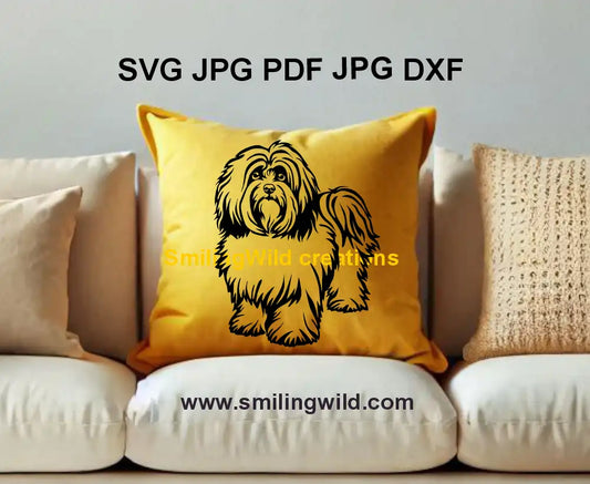 Havanese black svg and png vector graphic – High-quality dog clipart for engraving and DIY crafts
