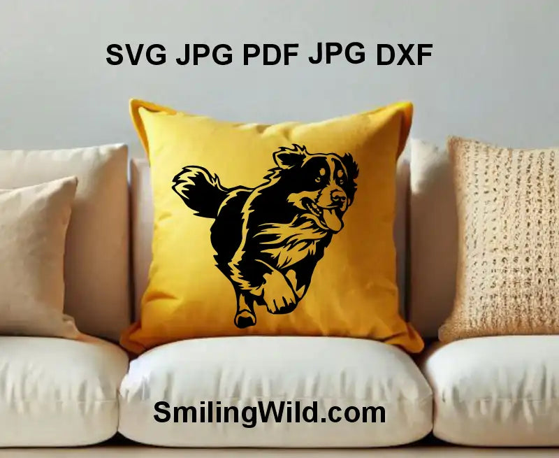 Detailed herding dog DXF vector file of a Bernese Mountain Dog for cutting