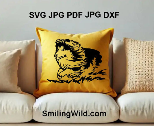 Herding Sheltie PNG graphic – detailed black clipart for crafts and engraving