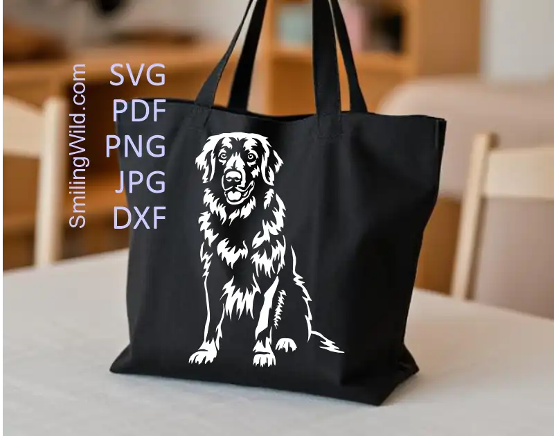 Preview of the SVG, PNG and DXF cutting files included in the Blonde Hovawart Dog White Clipart bundle, showcasing the file structure.