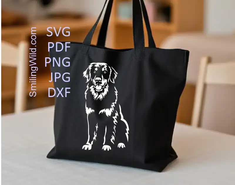 Preview of the SVG, PNG and DXF cutting files included in the Hovawart White Vector Clipart bundle made for laser and Cricut