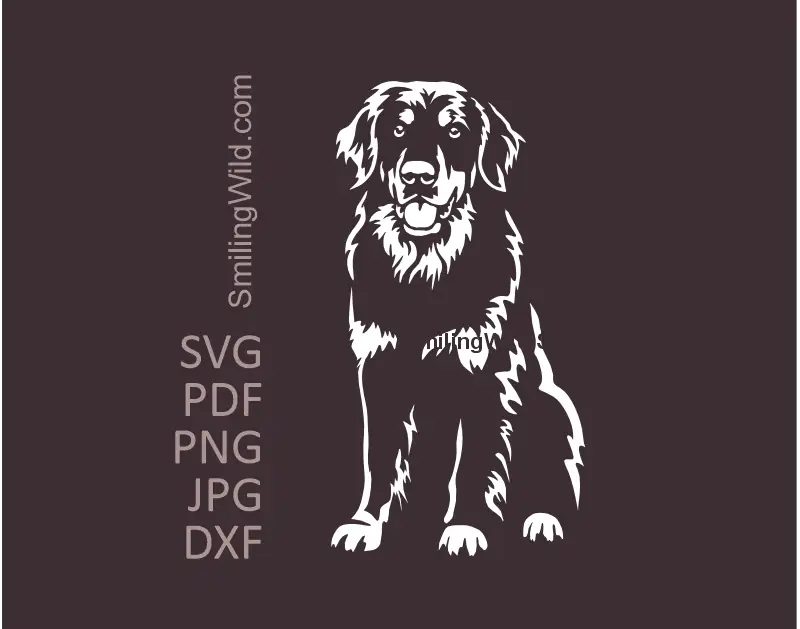 A sitting Hovawart Dog White Vector Clipart for dark surfaces. SVG, Png and DXF graphic files optimized for Cricut cutting and other popular devices.