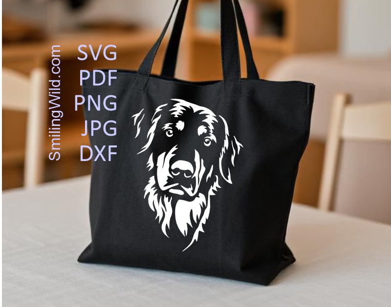 Preview of the dog PNG and DXF digital files included in the Hovawart White Vector graphic File bundle, showcasing the different formats.