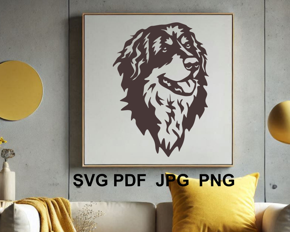 smiling Hovawart digital clip art illustration for wall art