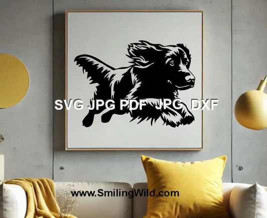 Full-body hunting Boykin Spaniel DXF vector graphic in motion for DIY crafts