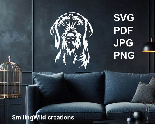 hunting dog clip art design sticker applied on a dark blue wall