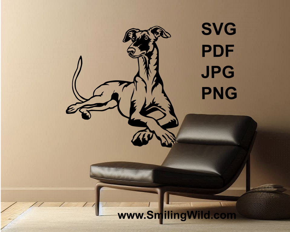 hunting dog galgo digital wall art design sticker