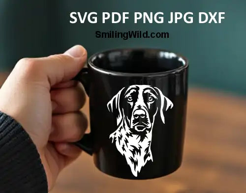 Realistic German Shorthaired Pointer clipart PNG – black and White hunting dog vector design