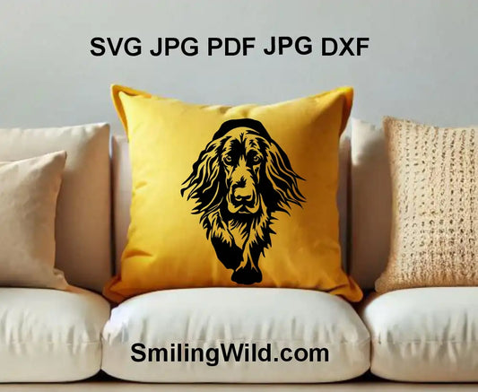 Black hunting dog vector clip art — German Longhaired Pointer portrait design