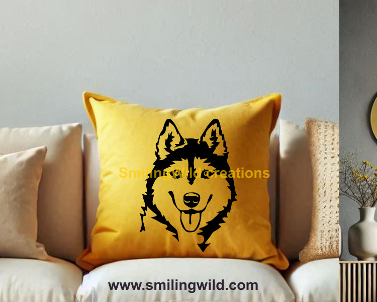 High-quality smiling Husky dog SVG PNG clipart, perfect for crafting, laser cutting, and Cricut projects.