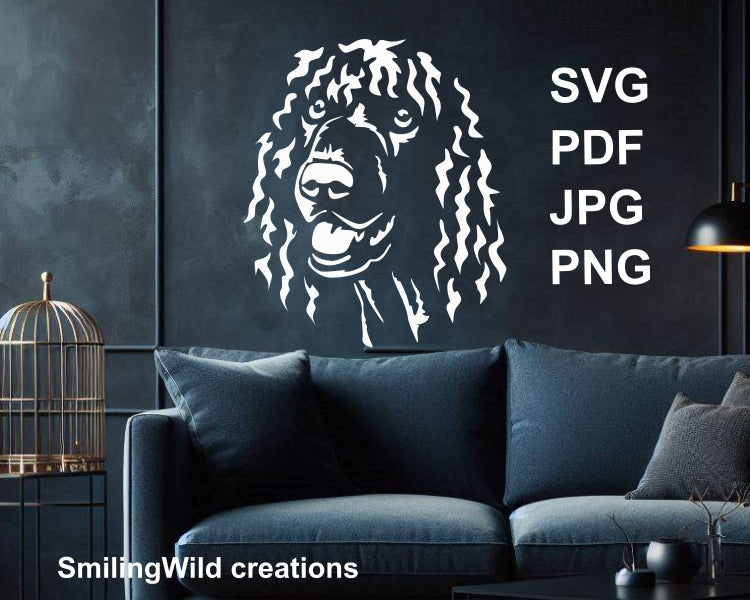 Irish water spaniel dog vlipart white and black for use as igital design