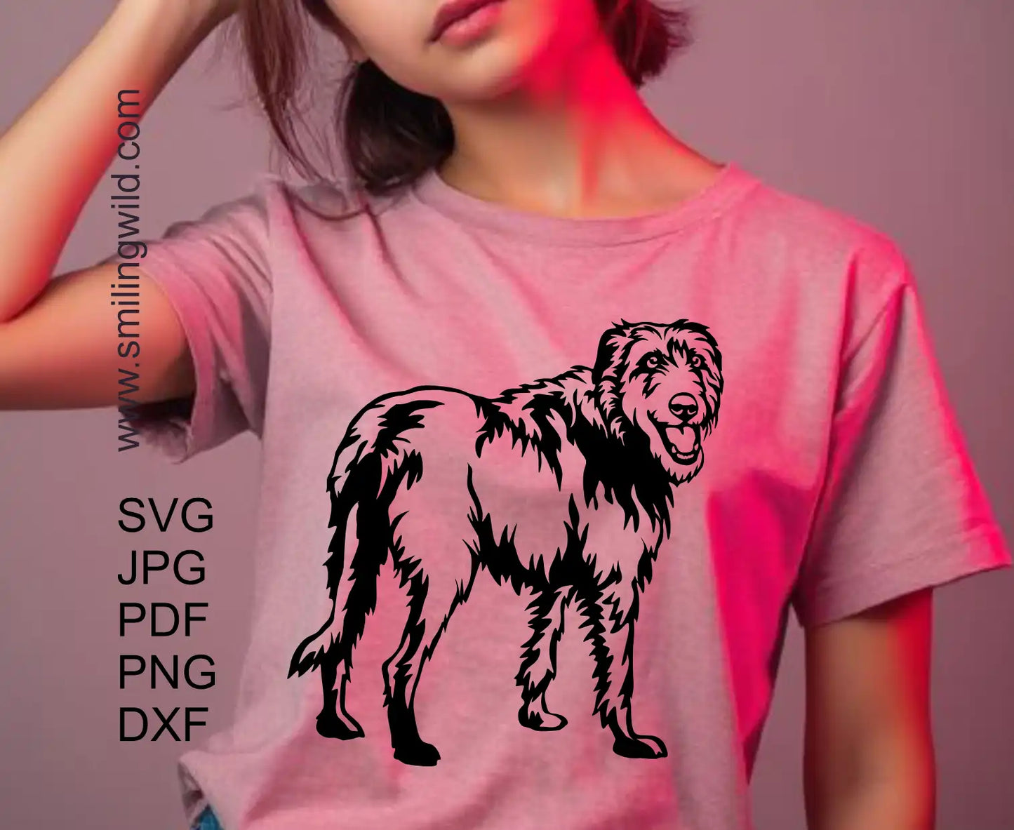 Irish Wolfhound svg detailed realistic -style full-body dog design for laser and Cricut