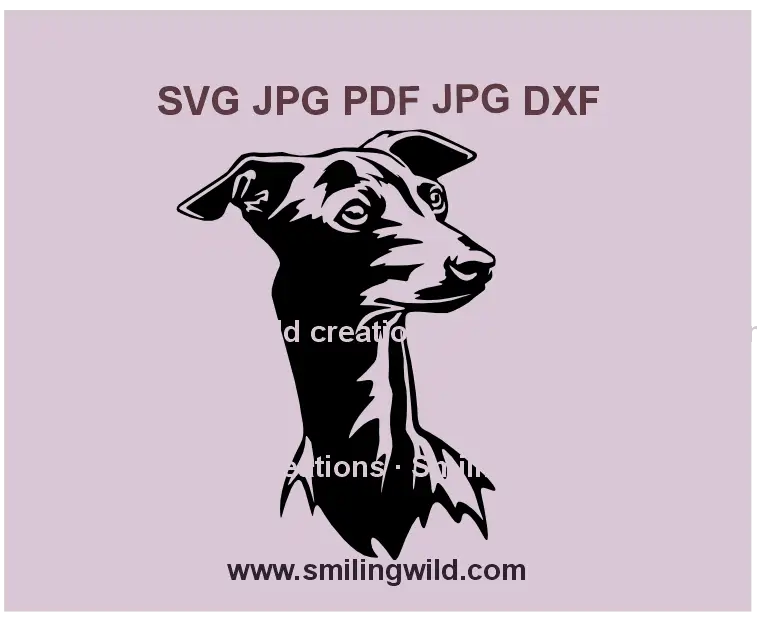 Italian Greyhound dog vector SVG – Black hunting dog clipart for laser cutting & engraving
