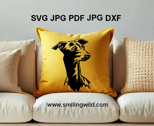 Italian Greyhound portrait DXF and SVG – Elegant hunting dog head for Cricut crafts