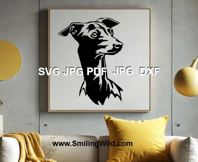Italian Greyhound SVG & PNG – High-quality black vector for laser cut projects