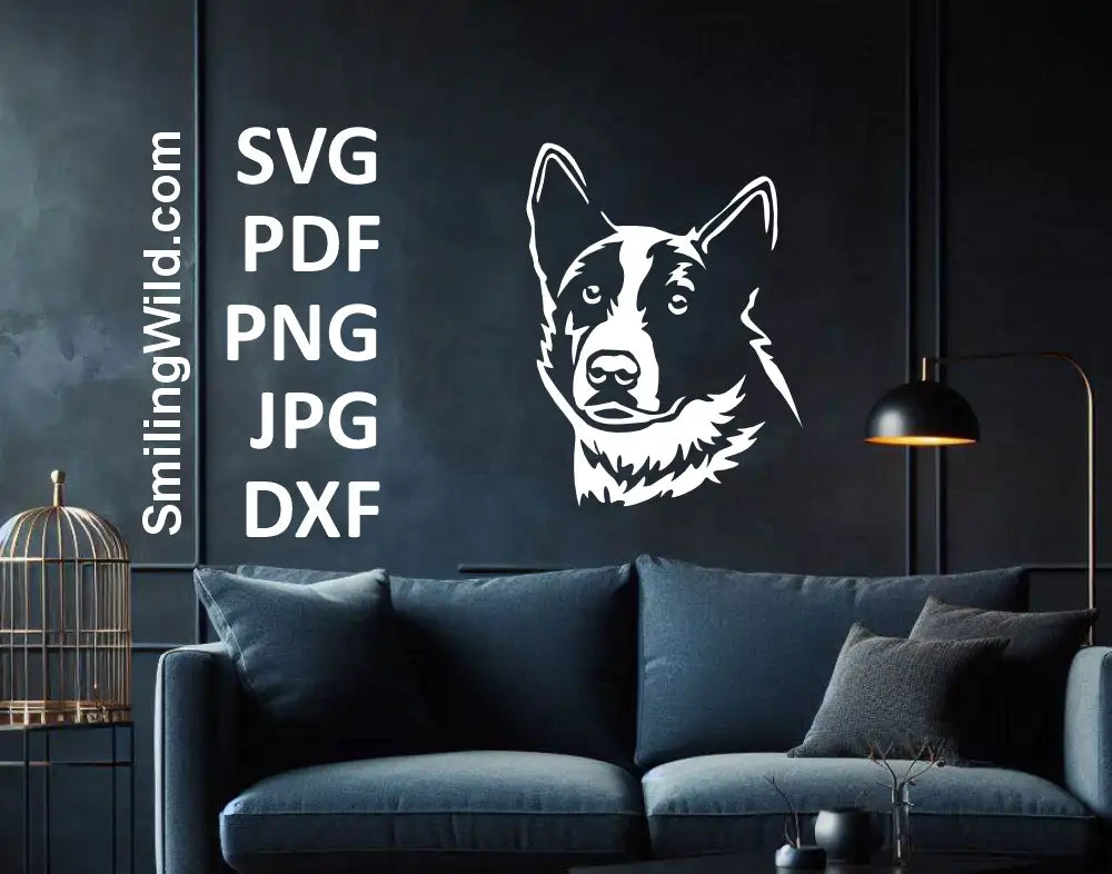 Realistic Karelian Bear Dog face for engraving and craft design