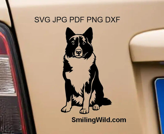 Karelian Bear Dog PNG and DXF vector file graphic for Cricut and laser shown as a preview image on a car