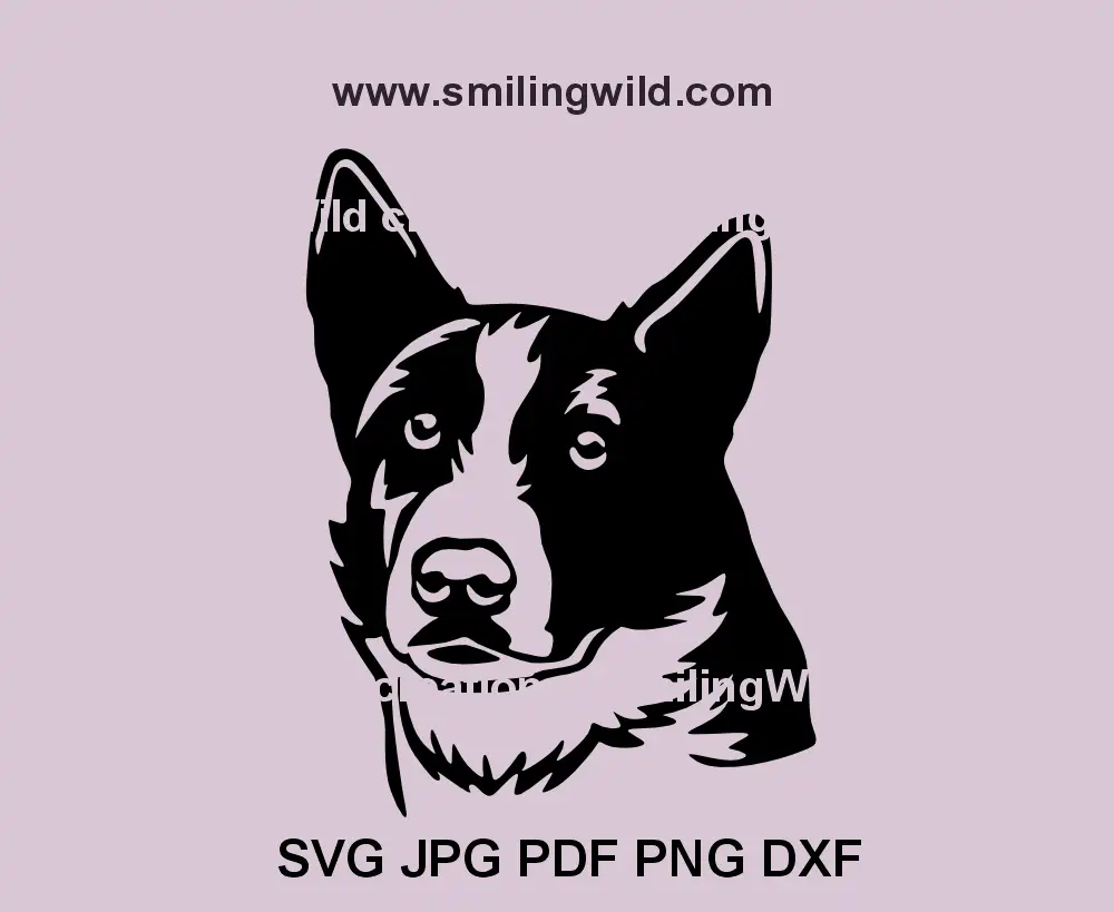 Karelian Bear Dog SVG black vector for laser cutting projects and wildlife-inspired crafts