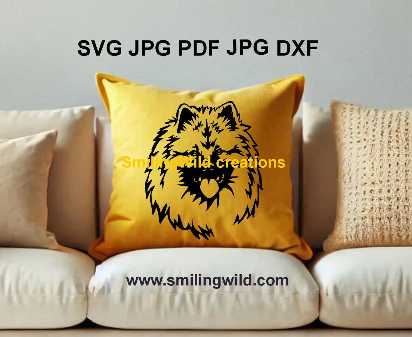 Keeshond Dog Clipart – German hunting dog SVG for laser cutting, woodburning, and crafting decals