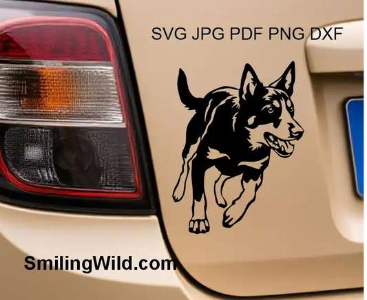 A car decal representing the Kelpie dog - herding breed from Australia digital clipart