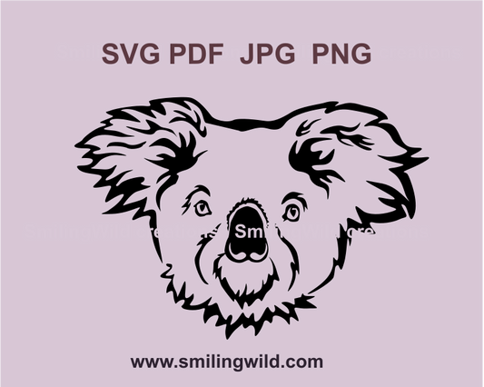 A head svg graphic illustration of koala bear