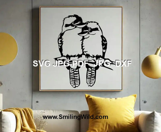 DXF kookaburra bird vector – black Australian animal design for Silhouette, CNC, and engraving machines