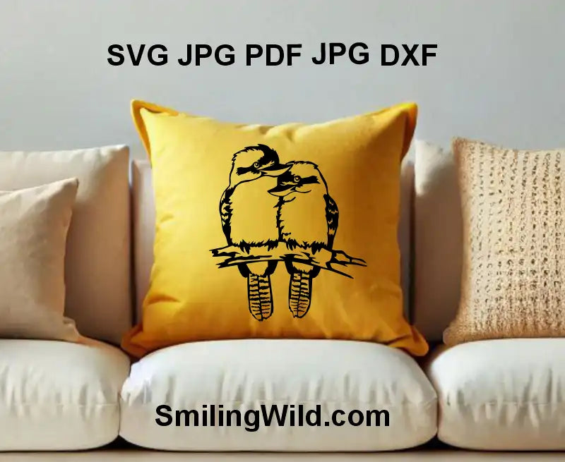 PNG clipart of kookaburra bird in love pose – Australian wildlife graphic for Glowforge and DIY crafts