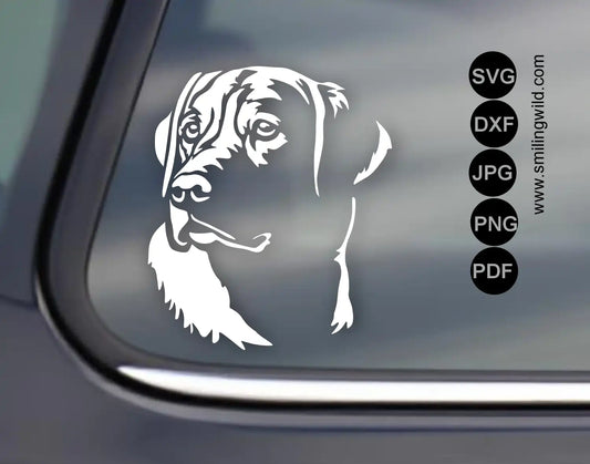Labrador head white png and dxf vector graphic for vinyl cutting and laser