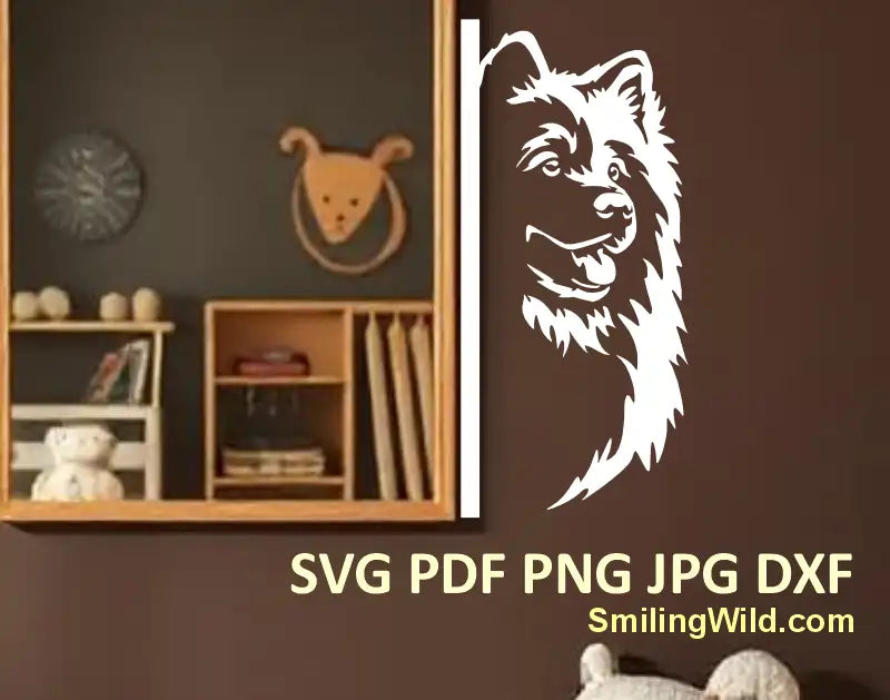 Laser-cut ready Samoyed peeking graphic – perfect for custom gifts, signs, and vinyl pet art projects.