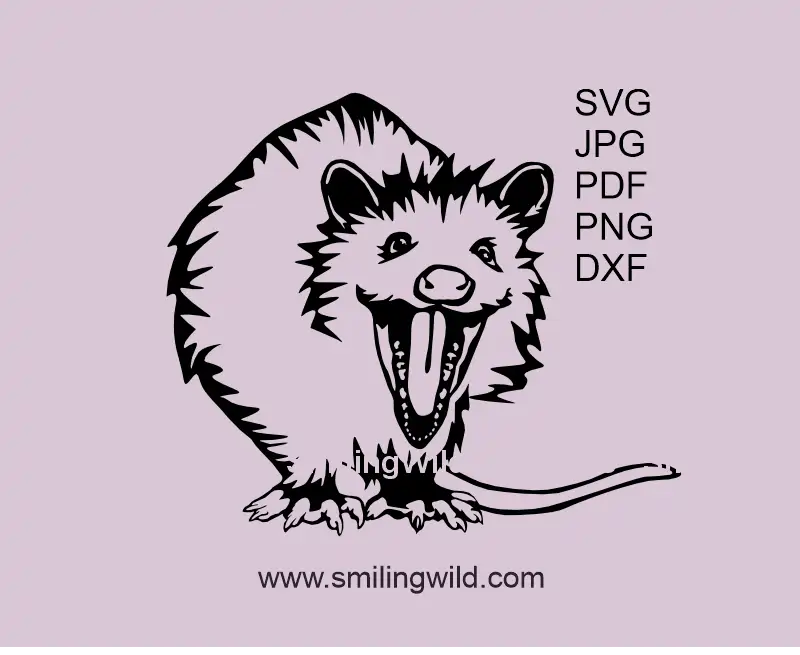 Laughing opossum SVG PNG DXF vector clipart for Cricut cutting and laser design projects