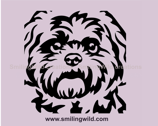 lhasa apso vector portrait in black color