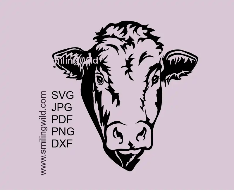 Limousin bull head SVG PNG DXF farm animal vector clipart for Cricut and laser cutting projects