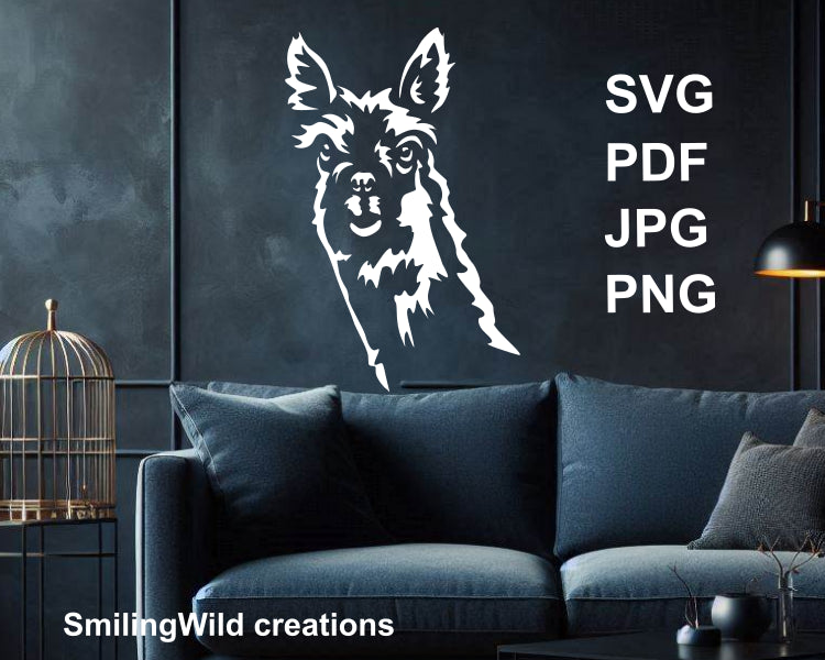 alpaca cuttabe Cricut and laser cut crafting file wall decal illustration in white color