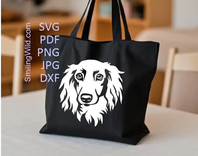 A preview of white file of the long haired dacshund head vector clipart design