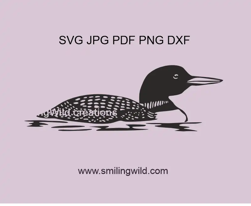 Black Canada Loon SVG, PNG & DXF vector clipart for Cricut, laser cutting, and waterfowl craft projects